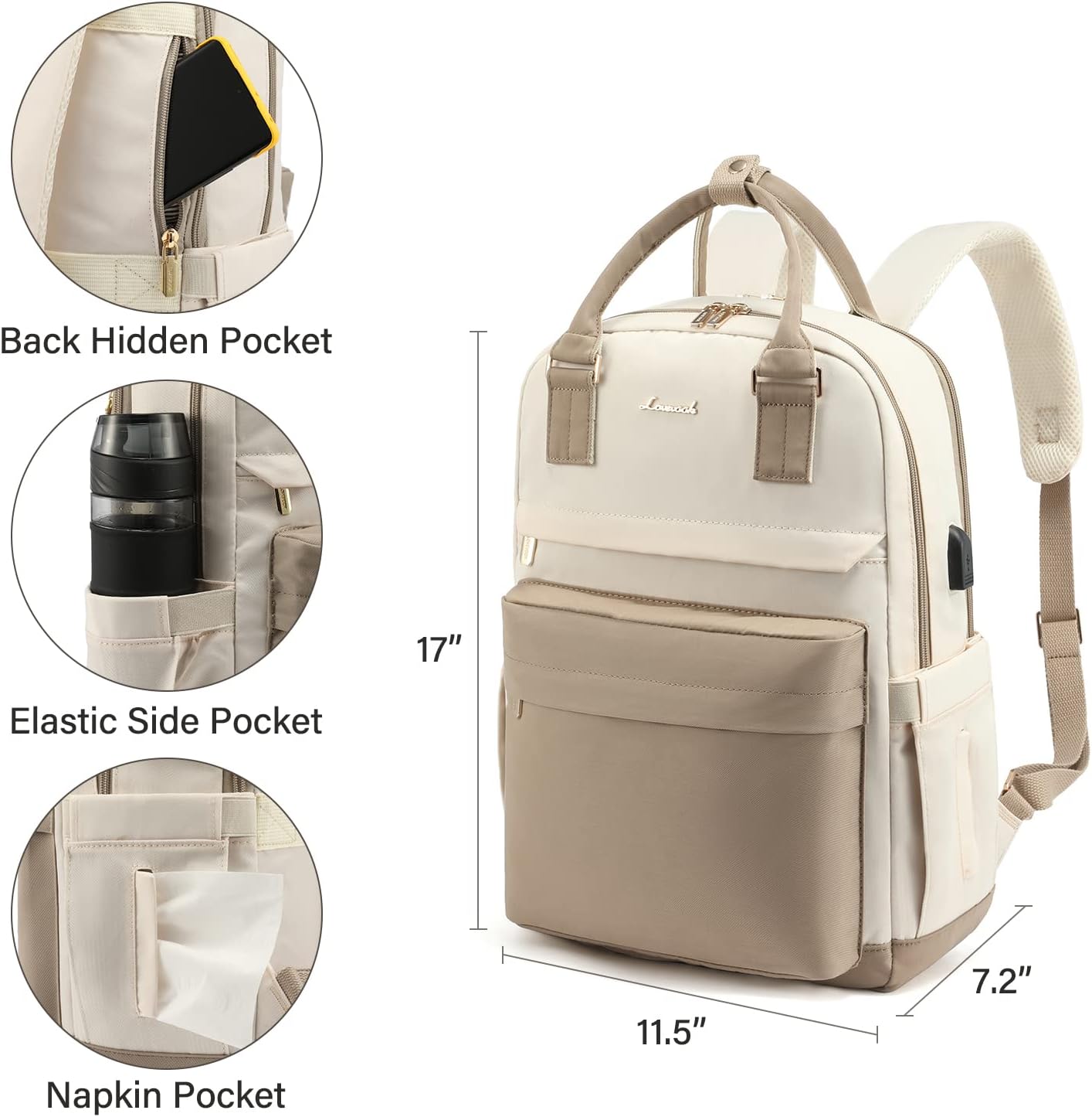 Maliben | Women’S Waterproof Laptop Backpack With Usb Charging – Stylish 17-Inch Work, School & Travel Bag