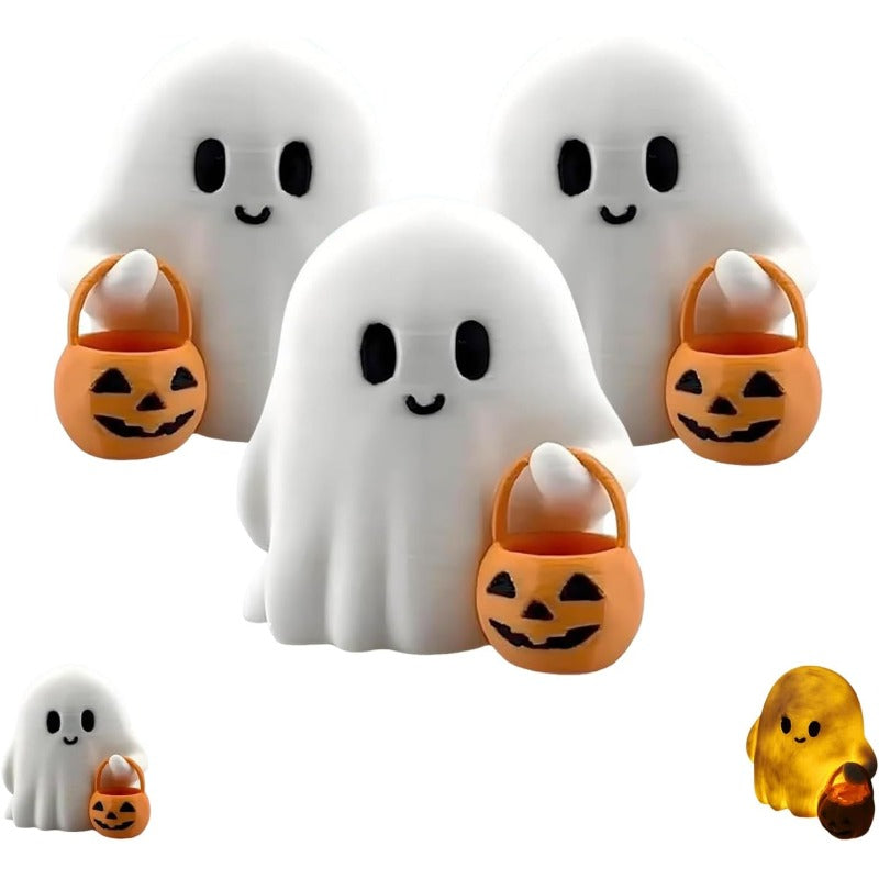 Maliben | Mini Halloween Ghost Night Light – Squishy Led Pumpkin Buddy