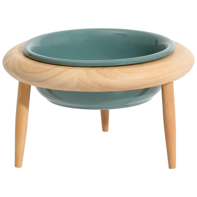 Maliben | Misha Ceramic Elevated Cat Bowl with Wooden Stand