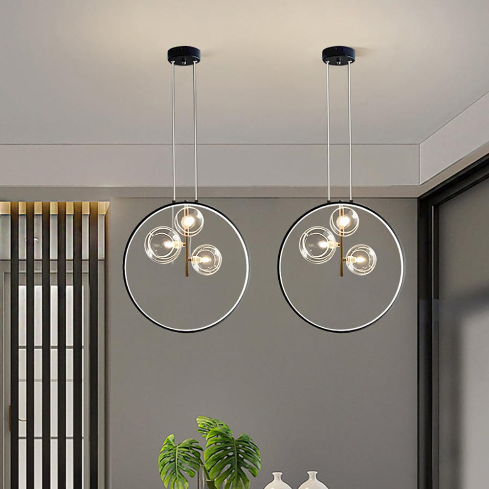 Maliben | Minimalist Glass Ball Pendant Light Black