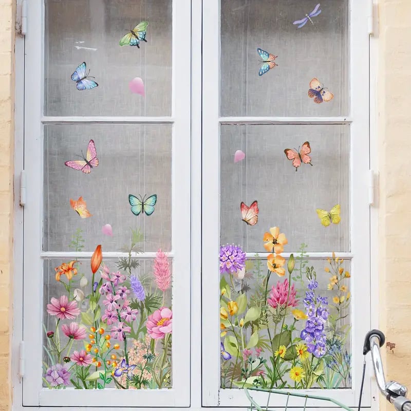 Maliben | 💐 Colorful Floral Bouquet Window Sticker 🖼️ (Removable Without Leaving Marks)