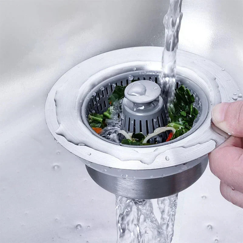 Maliben | Drain Strainer & Stopper | 304 Stainless Steel + Abs | Anti-Clog Basket | Fits Standard Kitchen Sinks