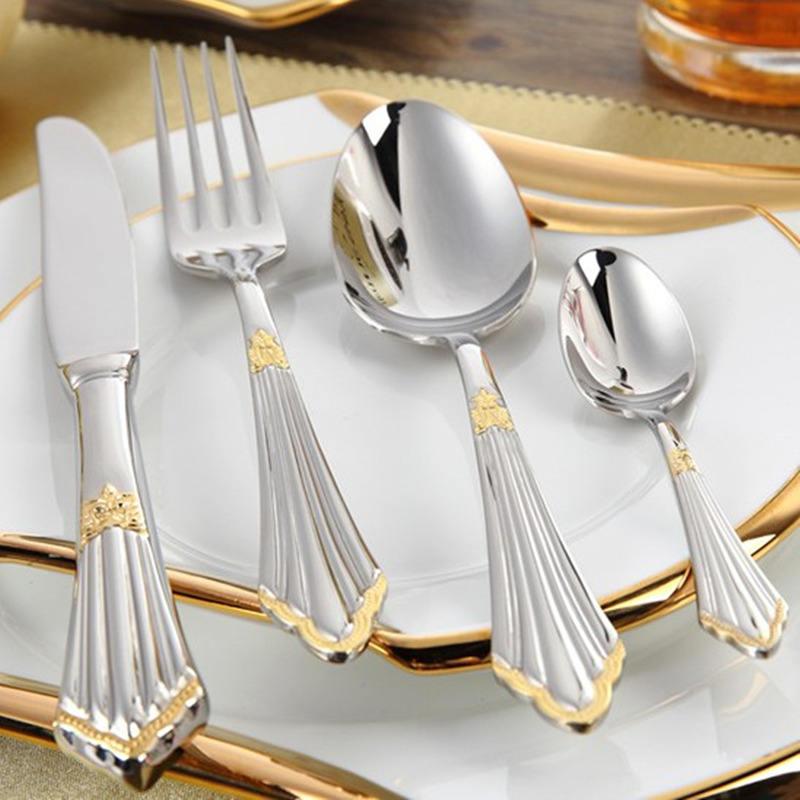 Maliben | 4-Piece Luxury Gold Inlay Cutlery Set