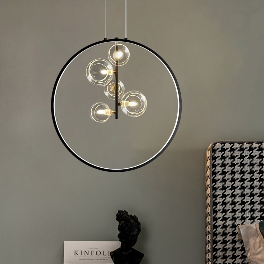 Maliben | Minimalist Glass Ball Pendant Light Black