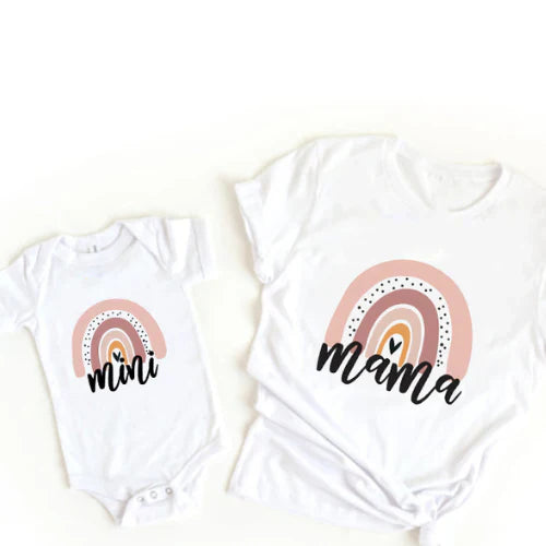 Maliben | Mama & Daughter - MatchIng T-Shirt & Romper in Rainbow Design