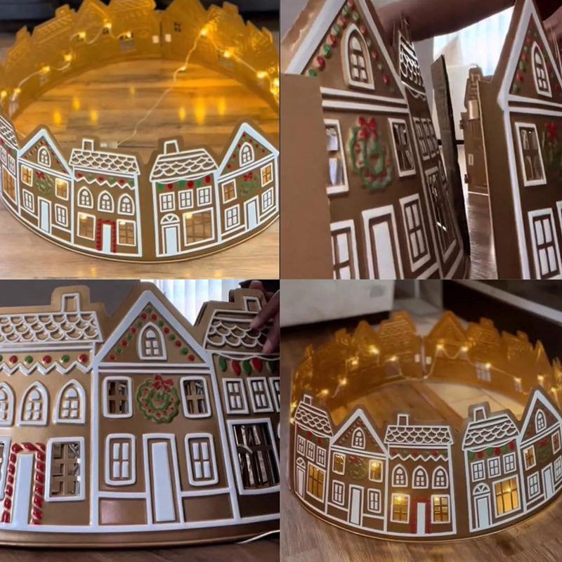 Maliben | LED Gingerbread House Christmas Tree Collar Tree Skirt