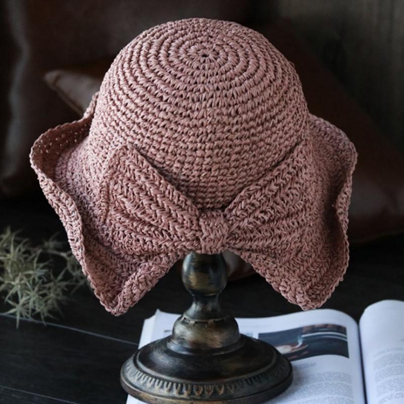 Maliben | Retro Folding Straw Hat With Bow