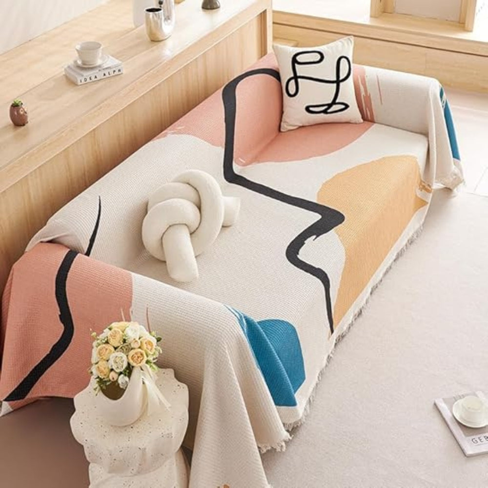 Maliben | Lumiere Abstract Tasseled Sofa Cover