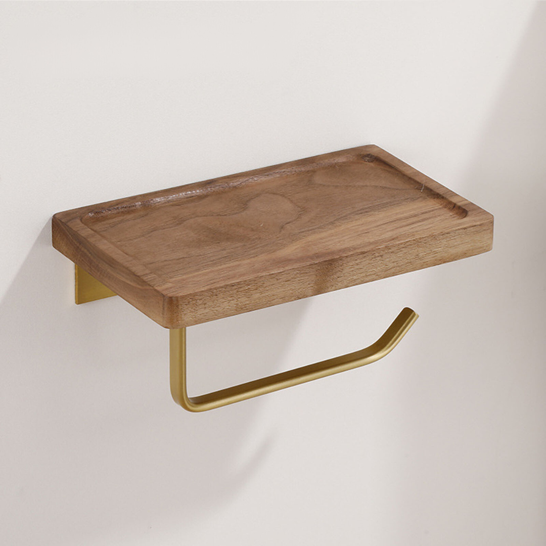 Maliben | Elegant Wall-Mounted Toilet Paper Holder - Made Of Walnut And Stainless Steel