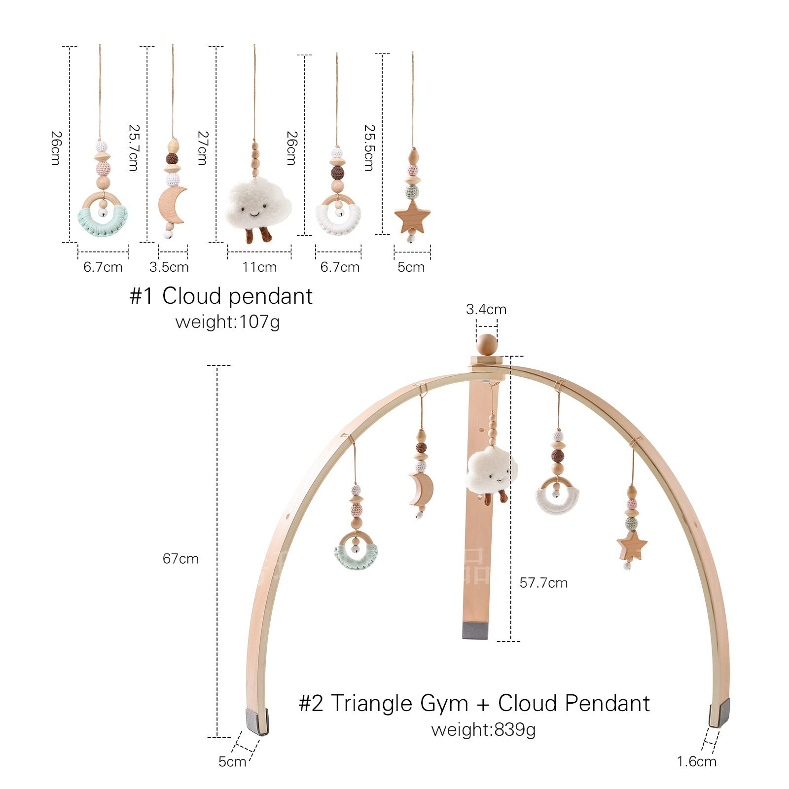 Maliben | Baby Activity Arch Made Of Wood – With Hanging Toys For Babies