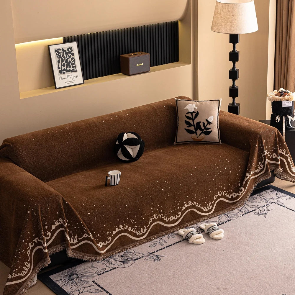 Maliben | Cursive Glittering Chenille Sofa Cover