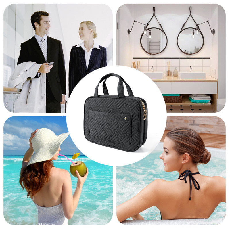 Maliben | Travelique Travel Cosmetic Organizer | Compact & Water-Repellent | With 4 Compartments & 360° Hook | For Women & Men