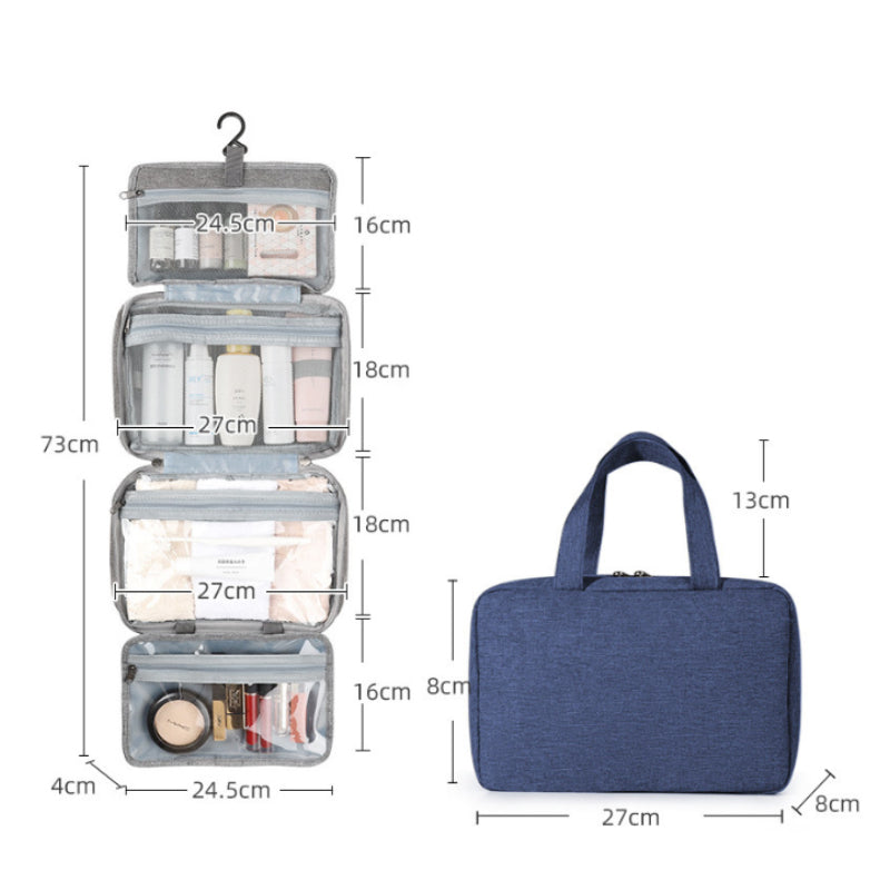 Maliben | Travelique Travel Cosmetic Organizer | Compact & Water-Repellent | With 4 Compartments & 360° Hook | For Women & Men