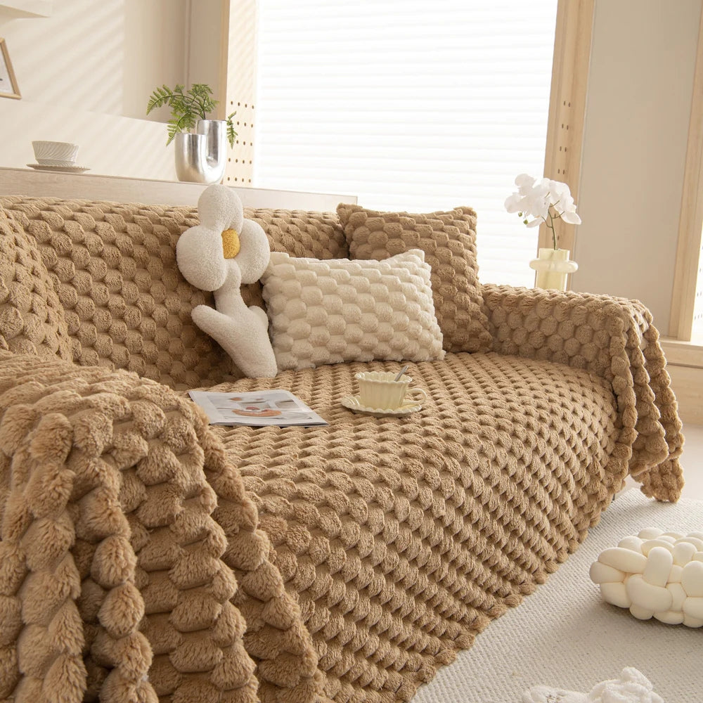Maliben | Tufted Rabbit Faux Sofa Cover