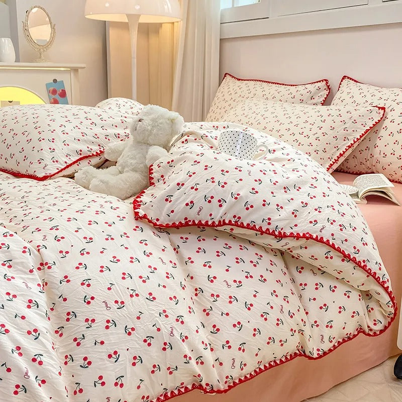 Maliben | Blossom & Berry Dream Bedding Set 4pcs Floral Duvet Cover
