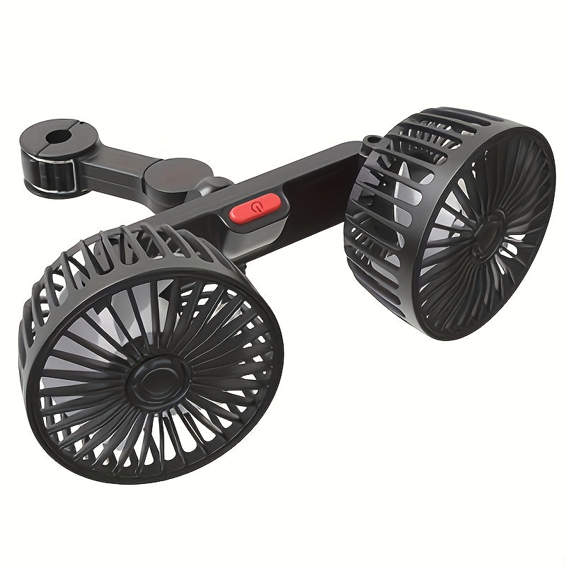 Maliben | Double Fan Airtrek Duo | 360° Rotatable | Ultra-Quiet & Compact | Usb Car Fan With 5 Blades