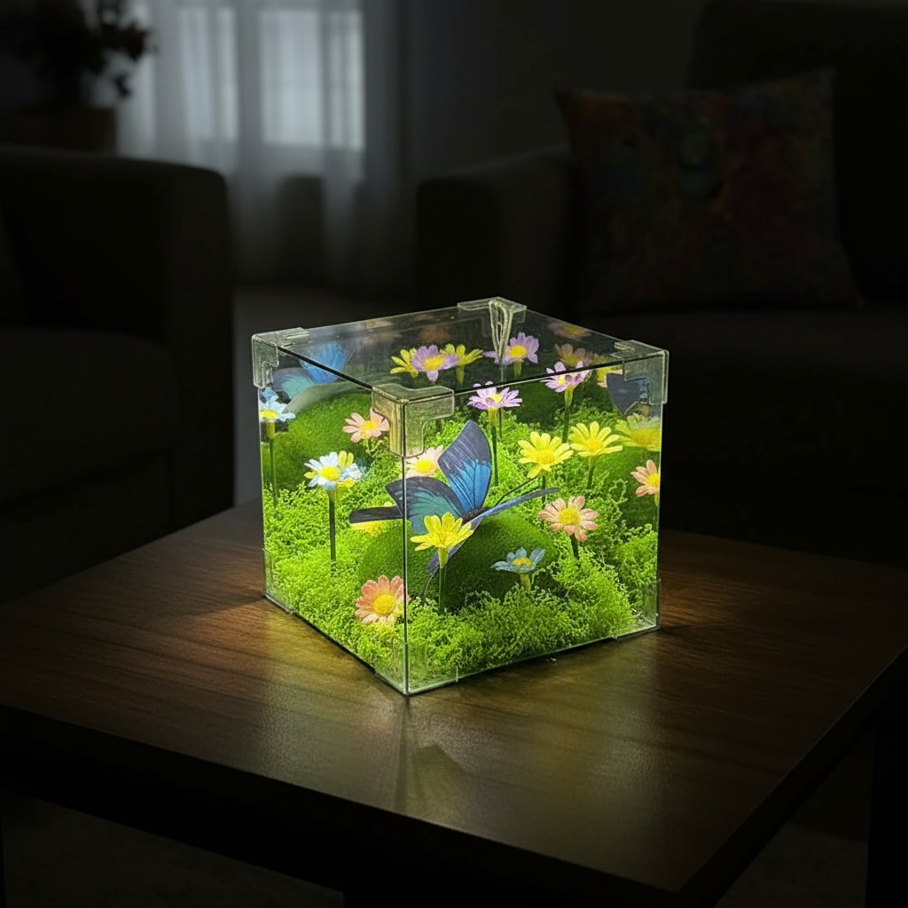 Maliben | Led Butterfly Garden Cube Night Light Decor
