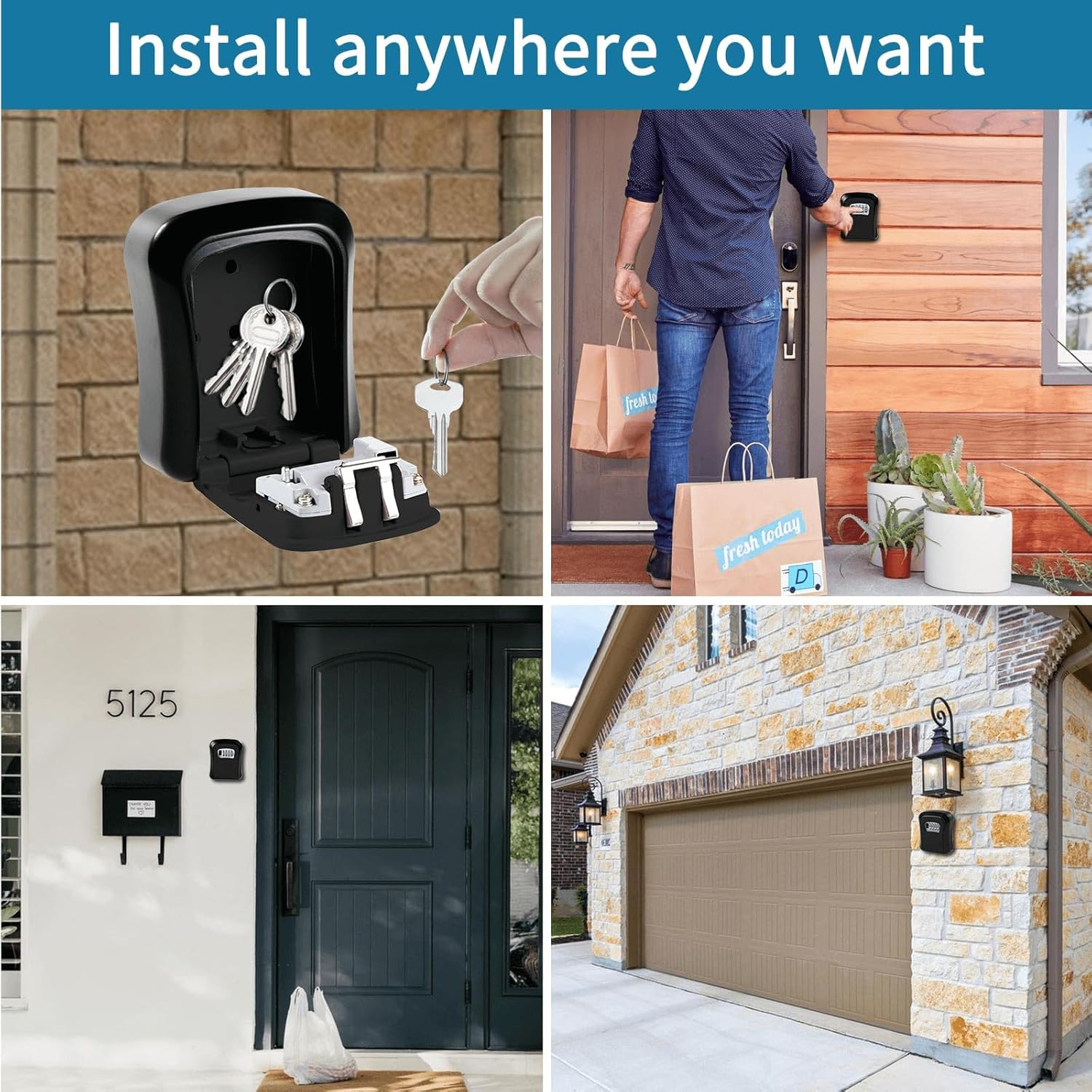 Maliben | Key Safe Wall Mounted-Key Lock Box With 4 Digit Combination