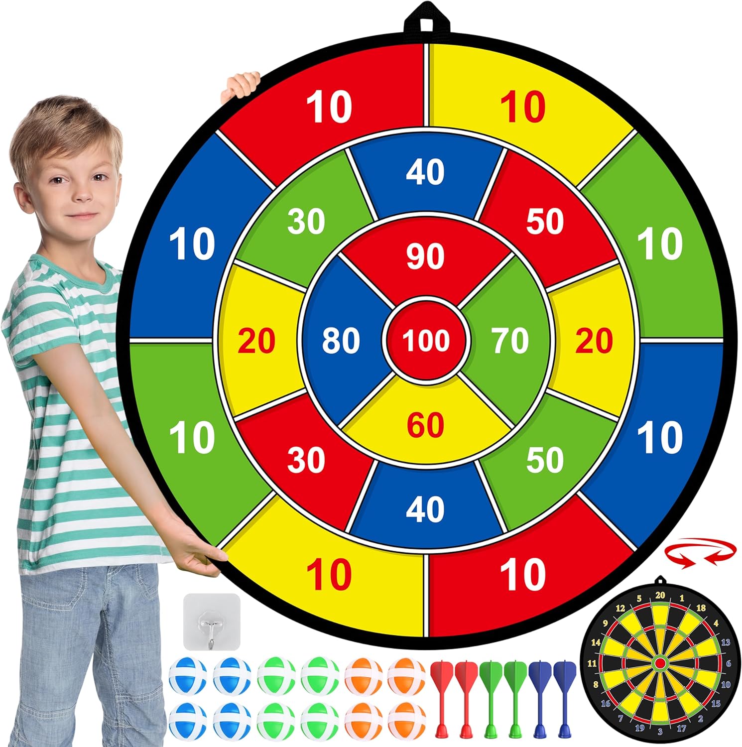 Maliben | Large Double-Sided Dartboard For Kids – Play, Learn And Relax