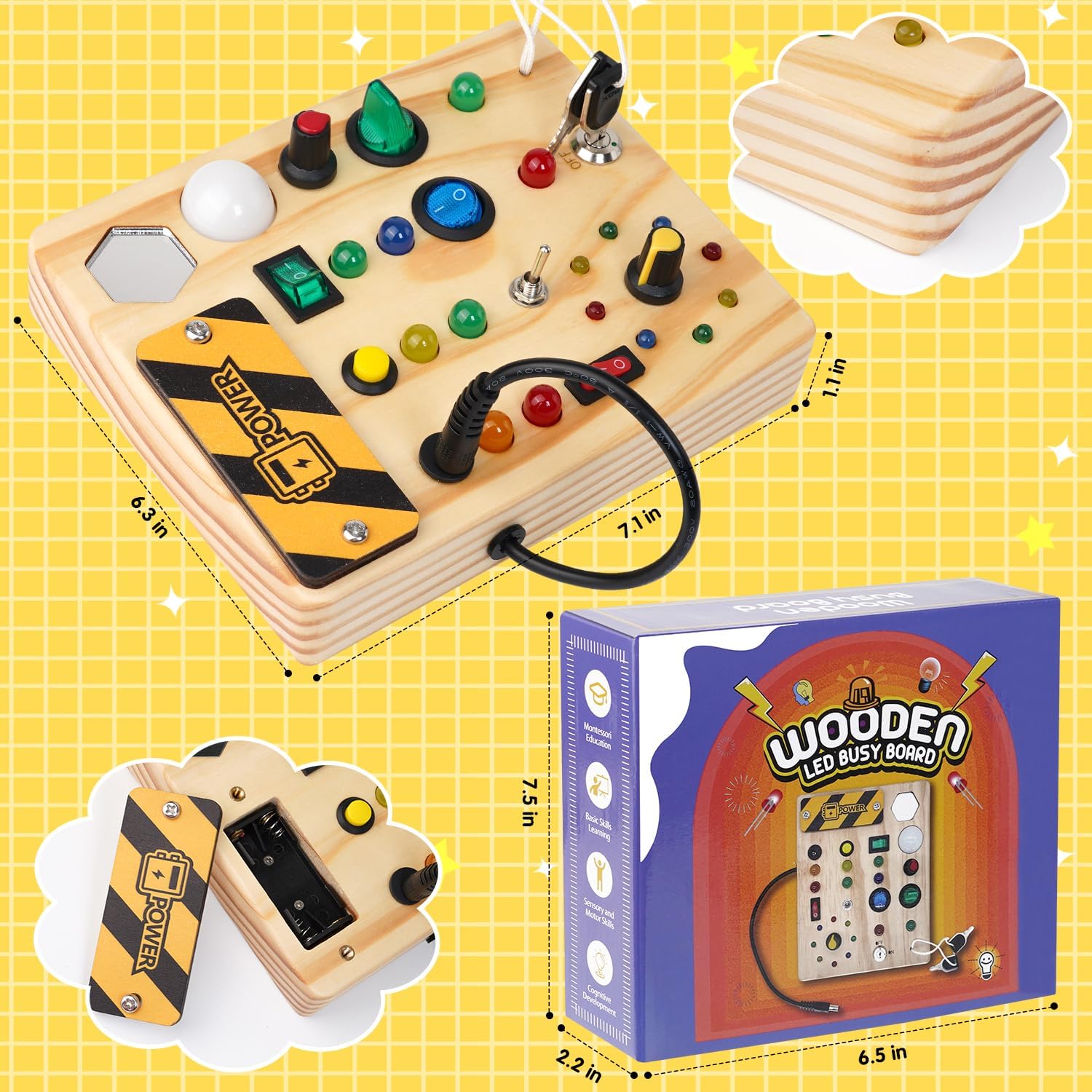 Maliben | Montessori Toddler Pin Board - Discovering With Creative Lights