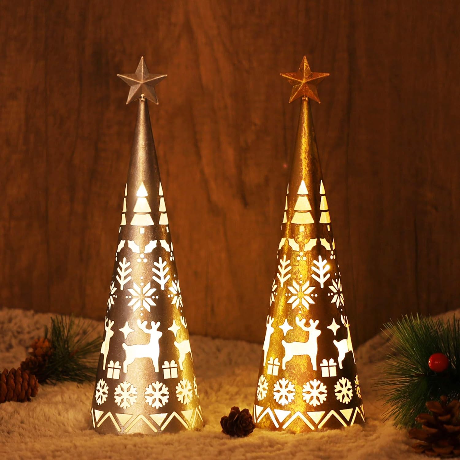 Maliben | Led Cone Table Decoration Set (2 Pieces) - Shimmercone