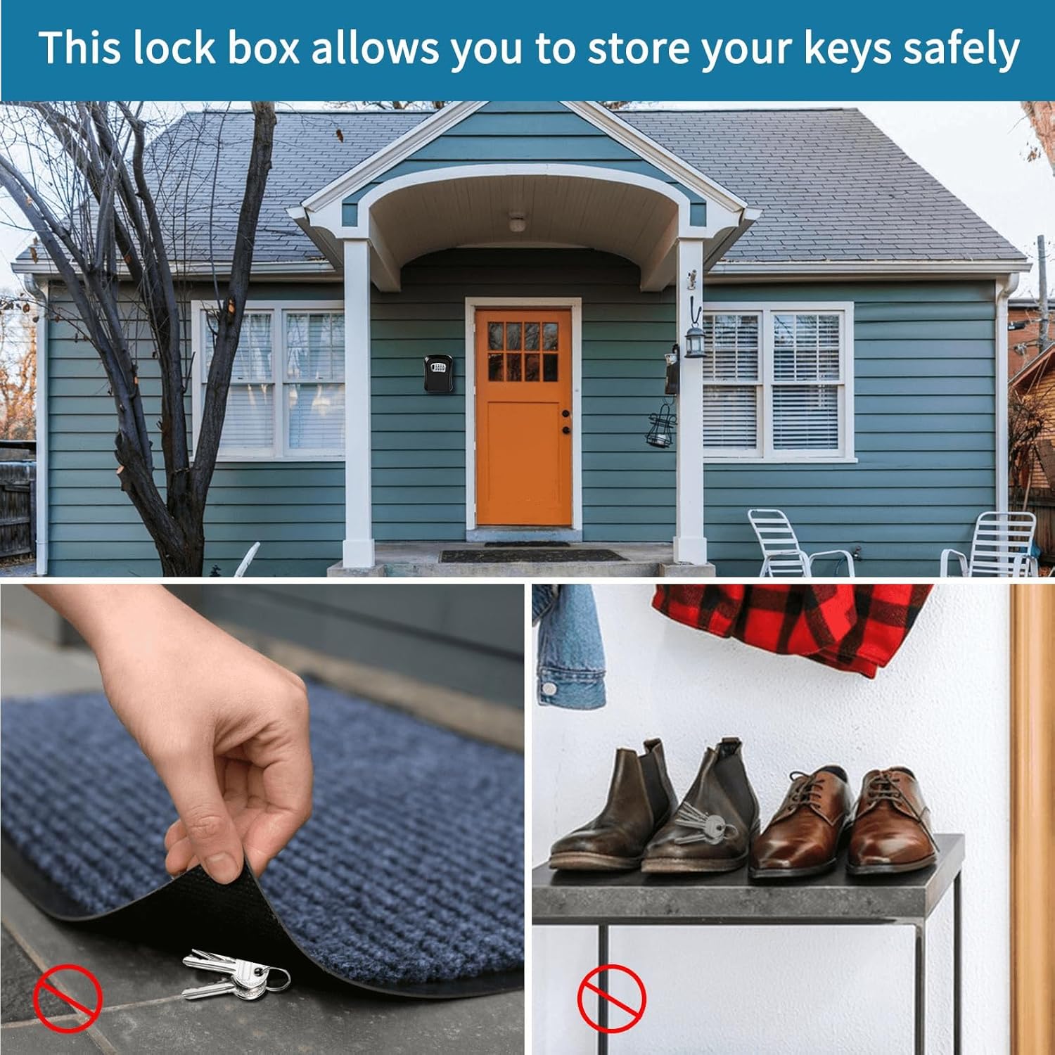 Maliben | Key Safe Wall Mounted-Key Lock Box With 4 Digit Combination