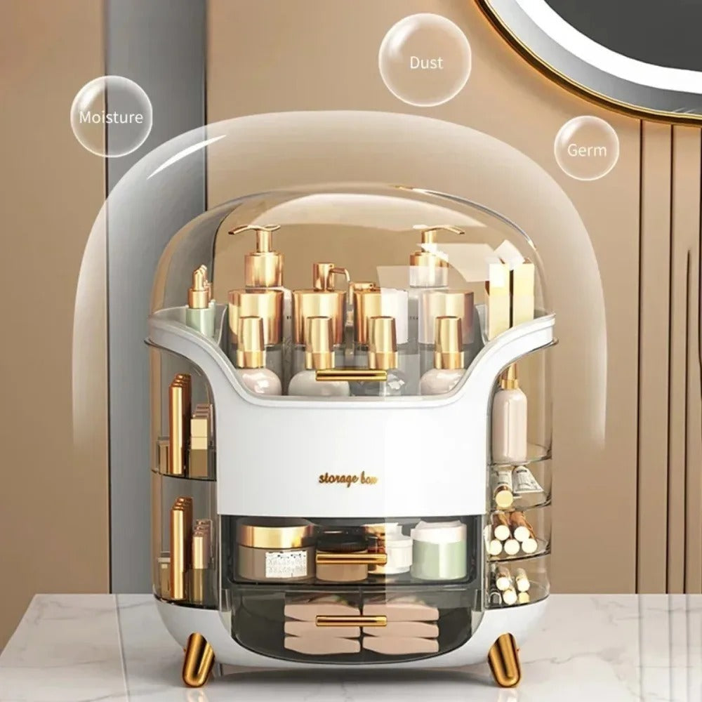 Maliben | Luxury Transparent Makeup Organizer With Sliding Doors And Drawers