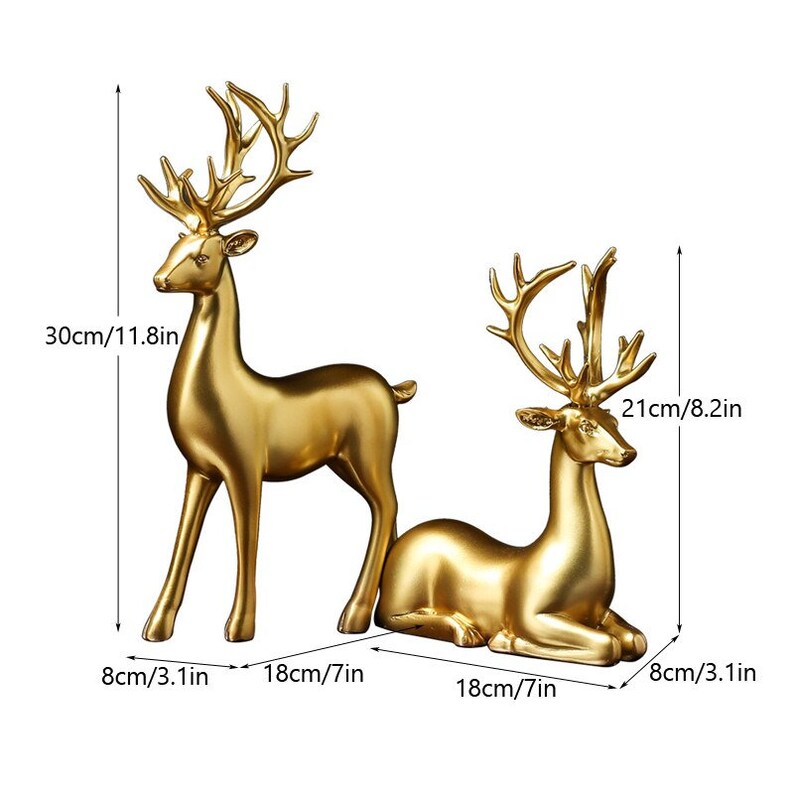 Maliben | Golden Couple Deer Figurines