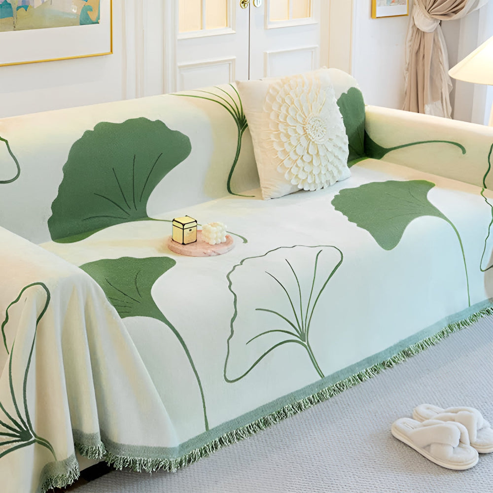 Maliben | Pastoral Style Ginkgo Leaf Sofa Cover