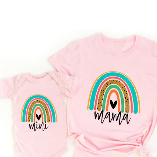 Maliben | Mama & Daughter - MatchIng T-Shirt & Romper in Rainbow Design