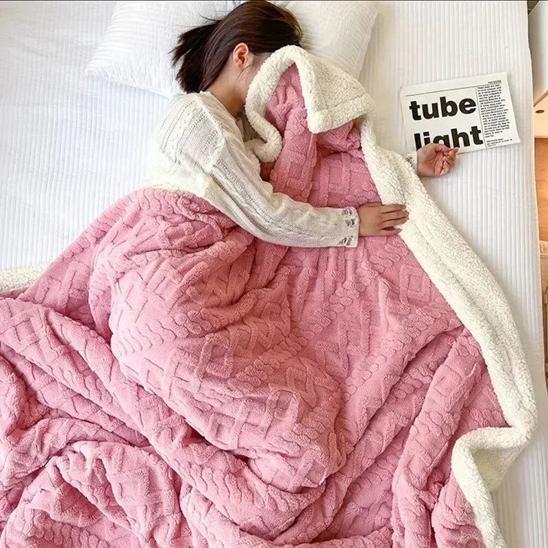 Maliben | Thick Lambswool Winter Fleece Blanket - Luxycozy