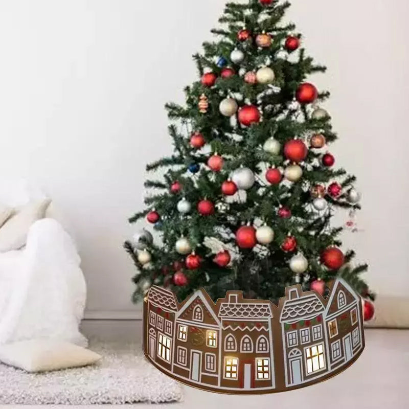 Maliben | LED Gingerbread House Christmas Tree Collar Tree Skirt