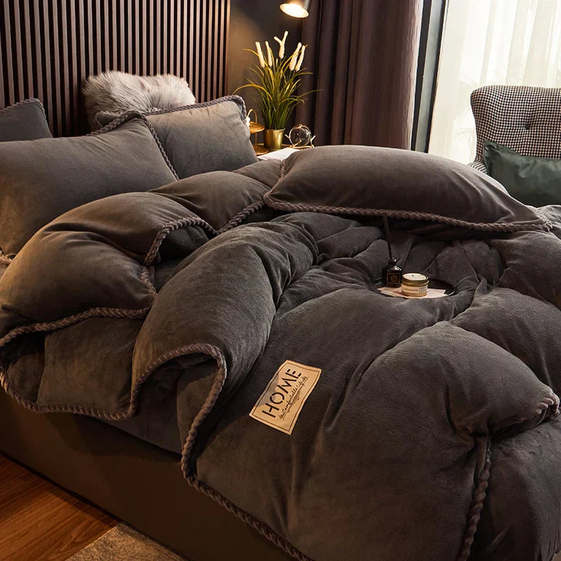 Maliben | Luxury Velvet Fleece Duvet Cover Set - Plushhaven