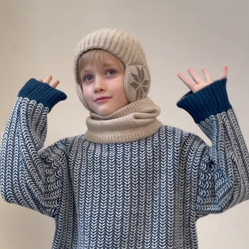 Maliben | Kids Winter Fleece Scarf Suit Knit Hat