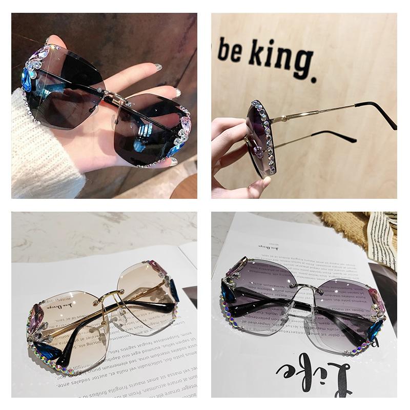 Maliben | 2022 Vintage Fashion Rimless Crystal Sunglasses