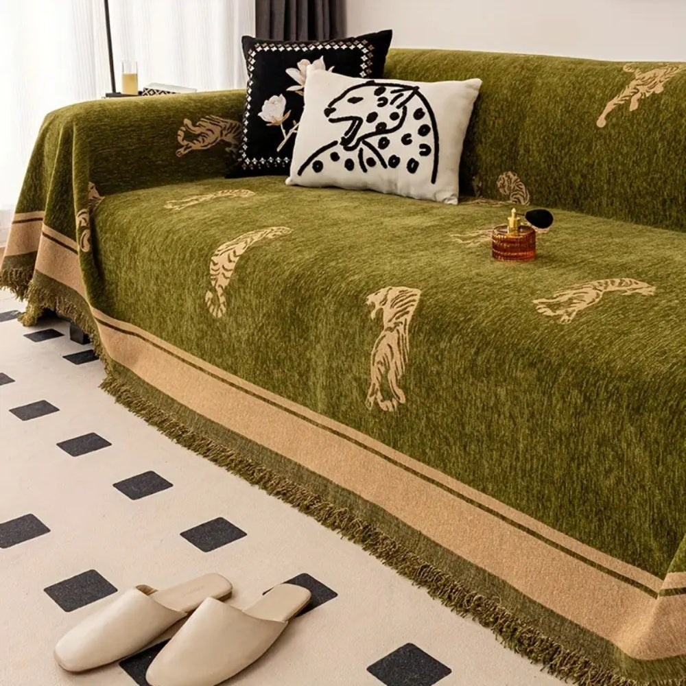 Maliben | Safari Tiger Chenille Sofa Cover