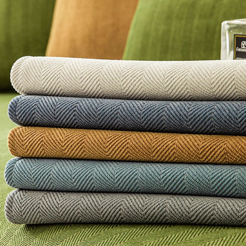 Maliben | Wavy Check Chenille Fabric Furniture Protector Sofa Cover