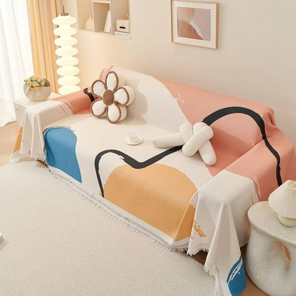 Maliben | Lumiere Abstract Tasseled Sofa Cover