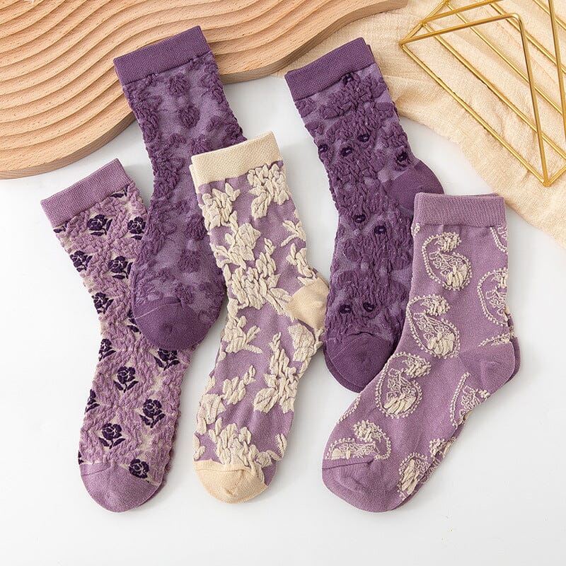 Maliben | Women's Floral Cotton Socks (10 Pairs)