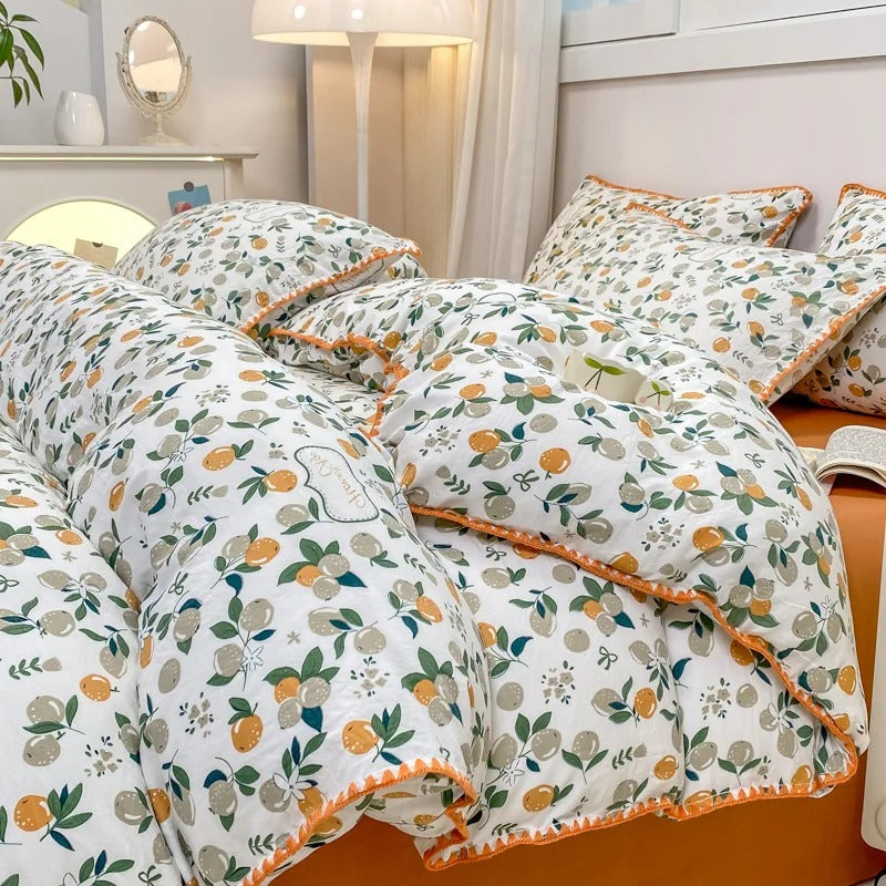 Maliben | Blossom & Berry Dream Bedding Set 4pcs Floral Duvet Cover