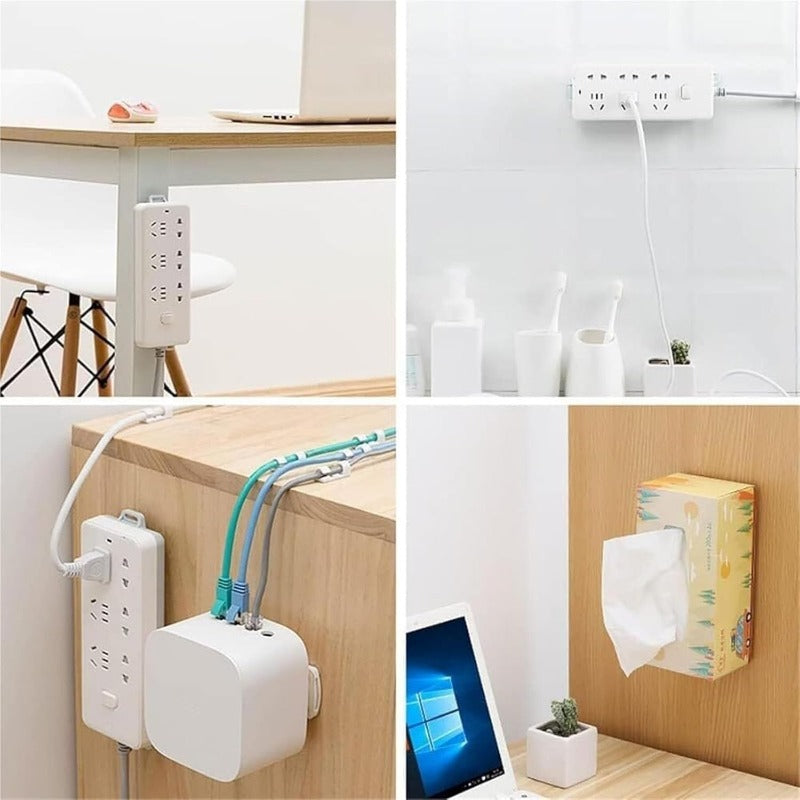 Maliben | Adhesive Power Strip Mounts | No-Drill Wall & Desk Organizer With Slide Rail