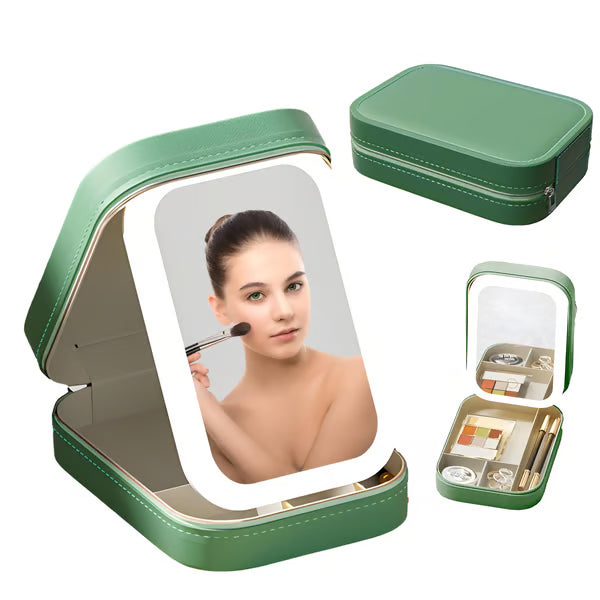 Maliben | Portable Makeup Organizer — Compact Led Mirror With Adjustable Lighting
