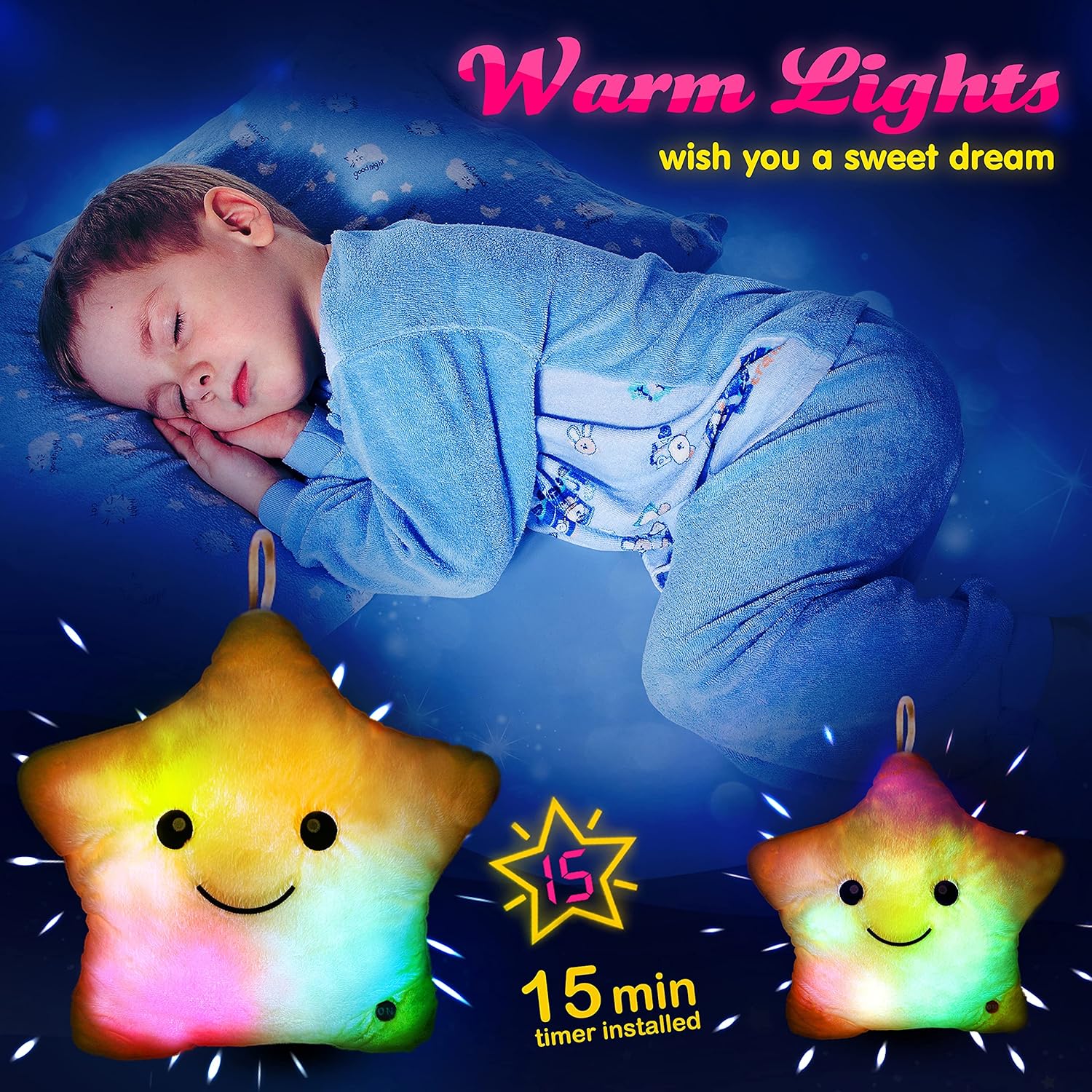 Maliben | Bright Led Star Cuddly Pillow For Kids