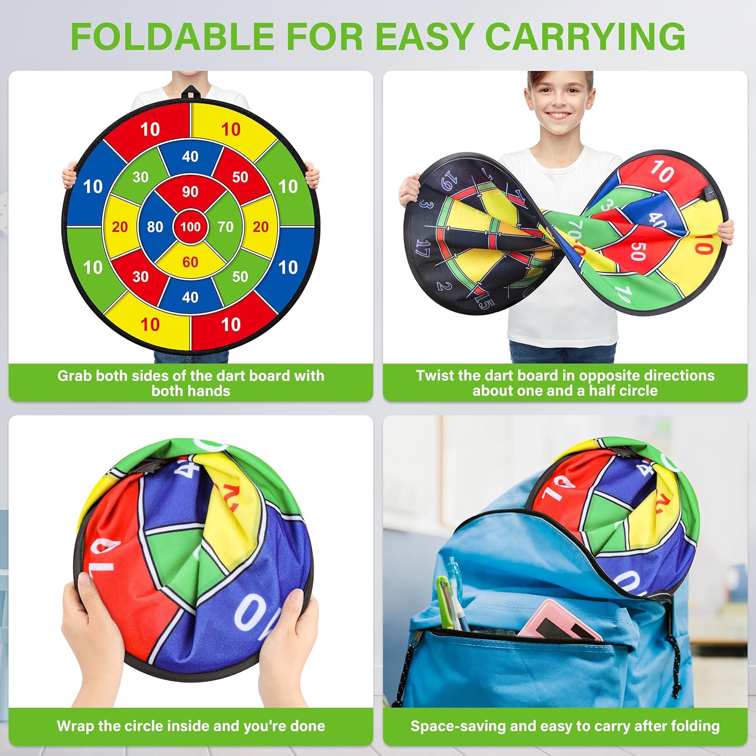 Maliben | Large Double-Sided Dartboard For Kids – Play, Learn And Relax