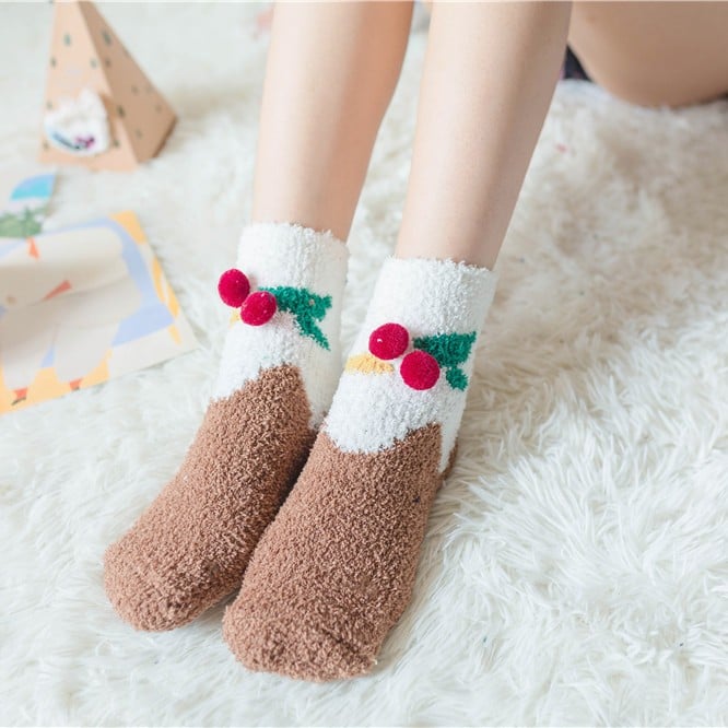Maliben | Christmas Socks In Gift Box Design | Plush House & Cuddle Socks | Universal Size