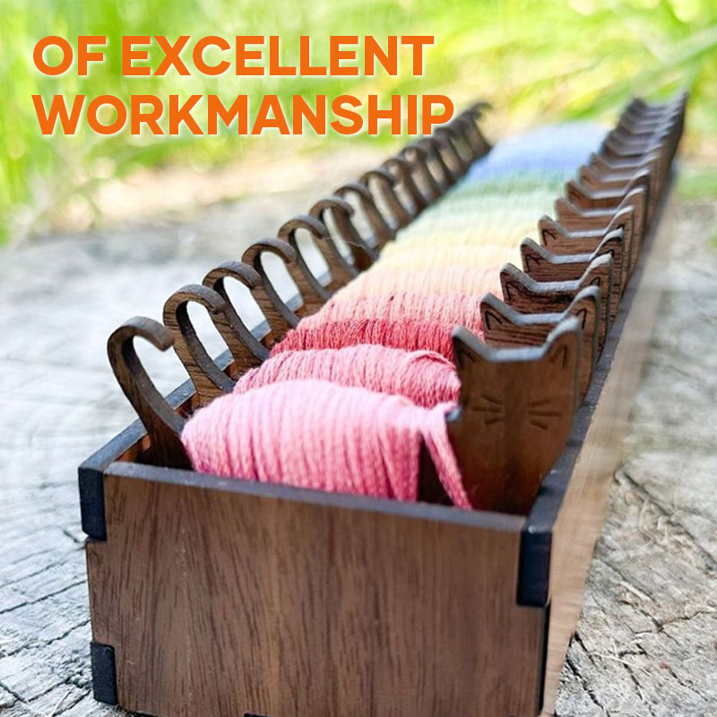 Maliben | Embroidery Thread Organizer | Wooden Bunny Bobbin Set | 16-Piece | Storage Corral Included