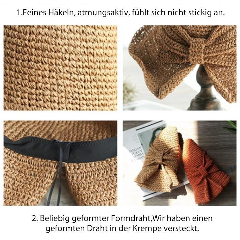 Maliben | Retro Folding Straw Hat With Bow