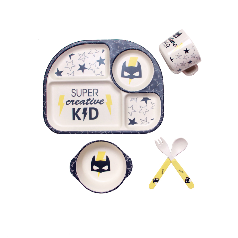Maliben | Baby Dish Set With Cloud Design – Plate, Bowl, Cup & Cutlery For Children