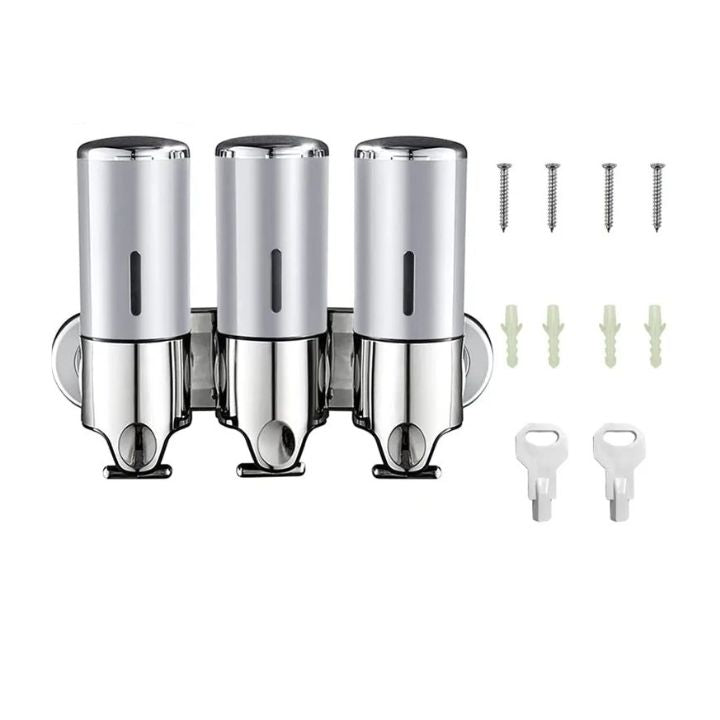Maliben | Wall Mounted Soap Dispenser | Sudsstation Bathroom Organizer | Stainless Steel & Abs | 16.9 Fl Oz | Set Of 1–3