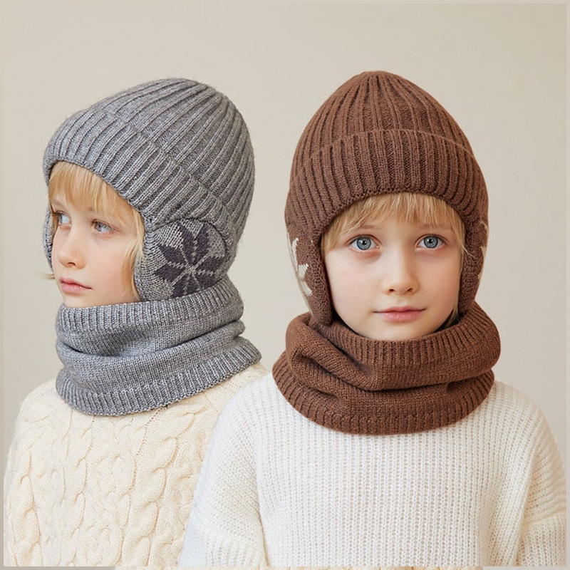Maliben | Kids Winter Fleece Scarf Suit Knit Hat
